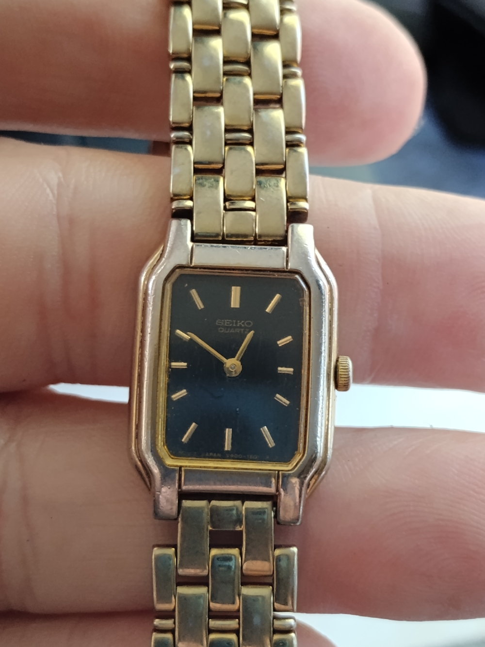 Seiko Gold-Tone Bracelet Watch with Black Dial